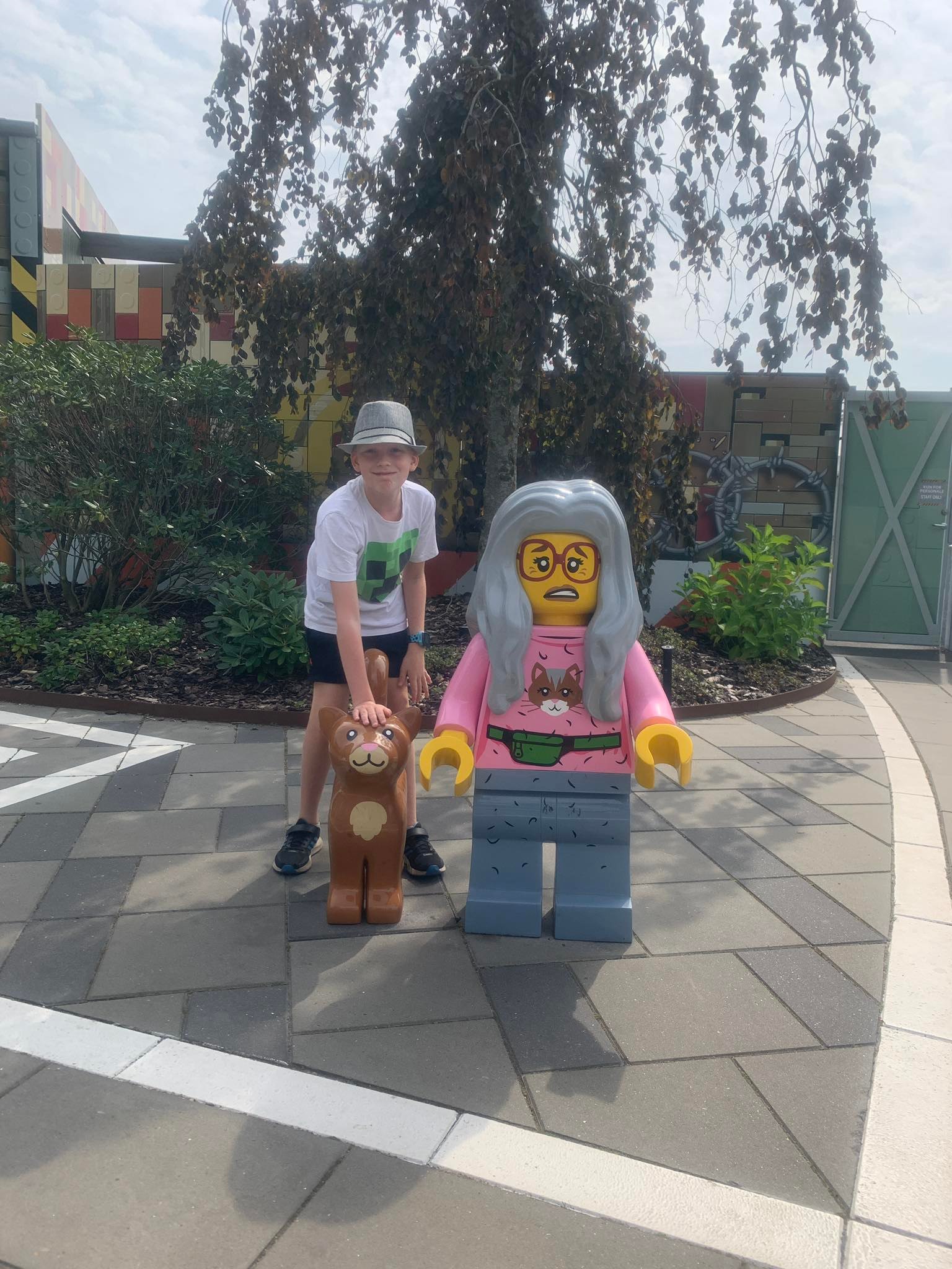 chłopiec głaskający kota